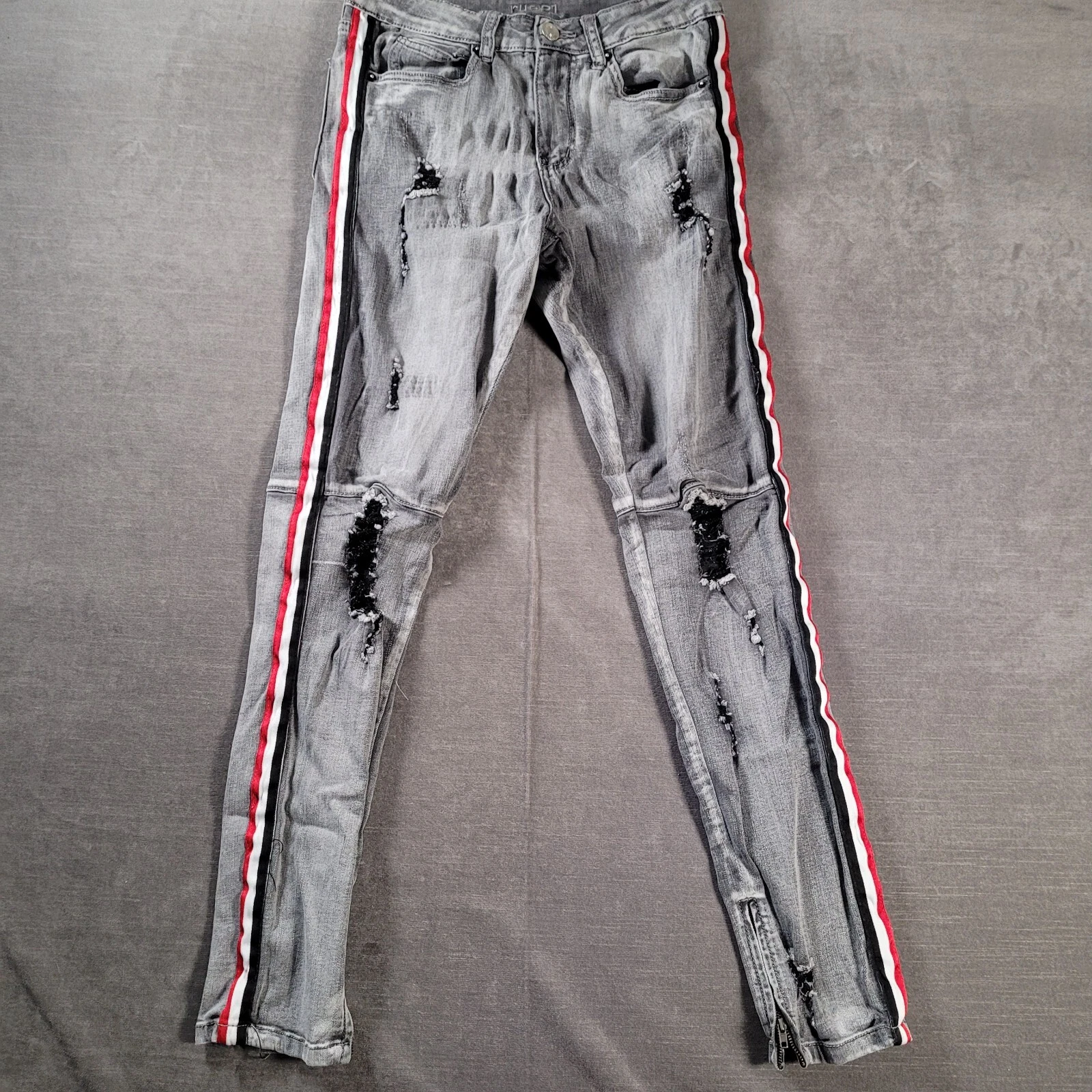 Jean Rue 21 Super Skinny Supreme stretch délavé noir vieilli réel 30 x 31
