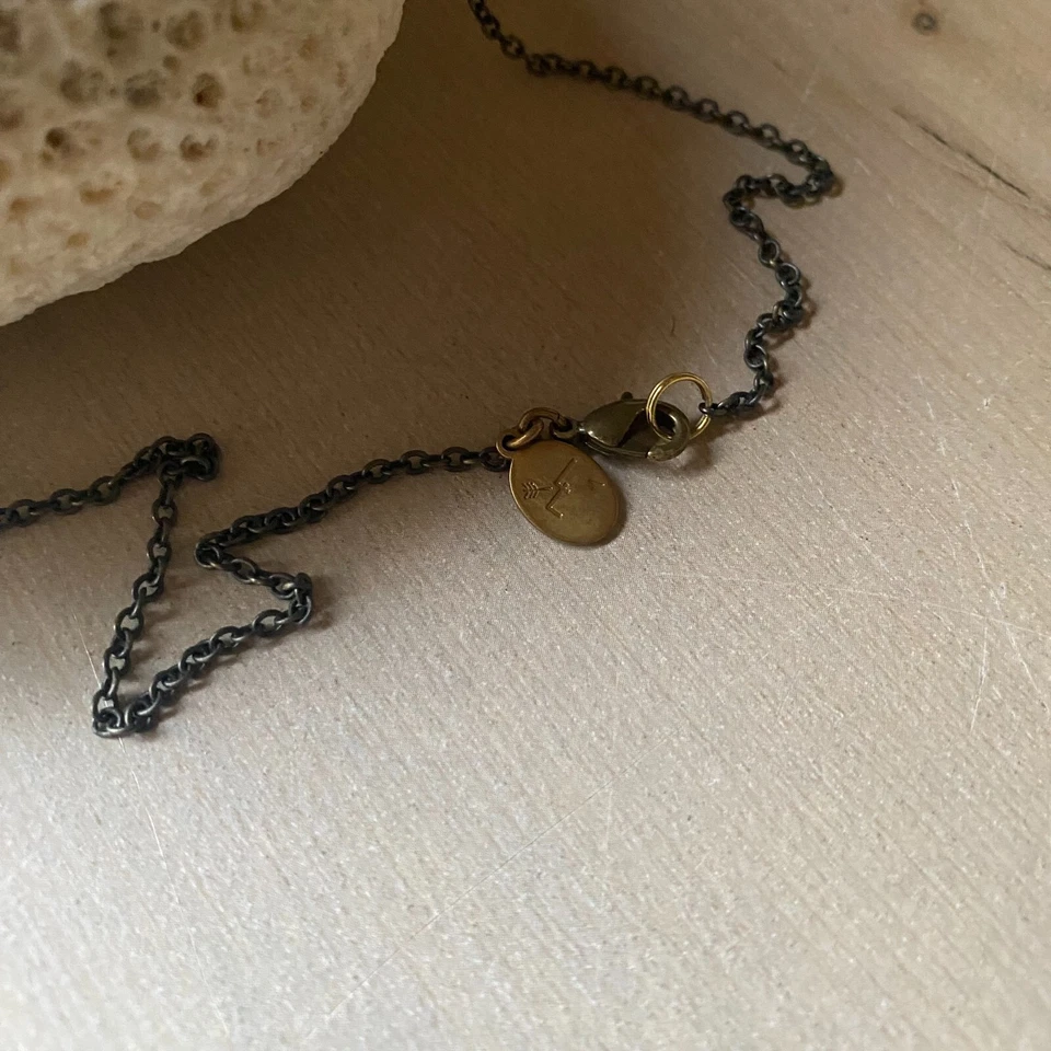 Collar de cadena boho de bronce con cuentas de jaspe dálmata Larissa Loden 18" Foto 4 de 4