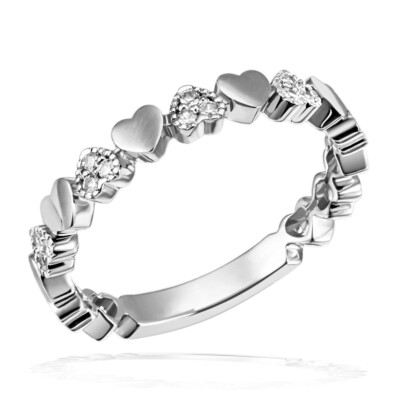 Goldmaid Ring Herzen 585 Weißgold 15 echte Brillanten zus. 0,11 ct P2 weiss NEU