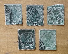 India Postage Stamp 1911-1911 Lot Of 5 King George V Half Anna Used