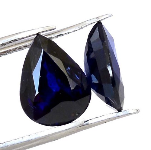Natural Blue Sapphire Pear Cut 9x7 mm Pair 3.86 CTS Loose Certified Gemstones - Picture 3 of 6