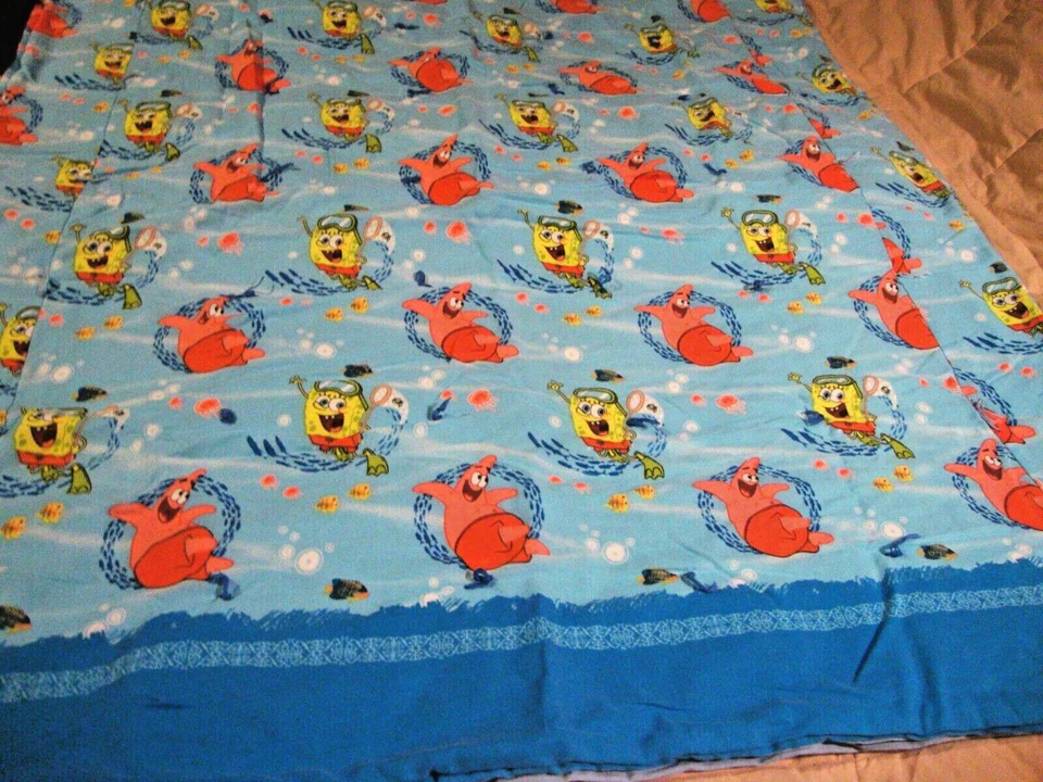 Edredón Hecho a Mano Bebé Niño Pequeño Bob Esponja Tema Vida Marina Manta Azul 40x42" AA11 Foto 2 de 4