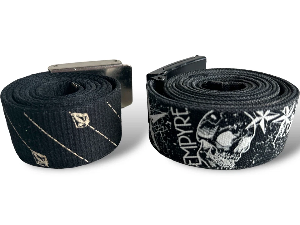 Y2K Skater Belts Lot Volcom Empyre Web Belt Black Grunge Skull Snowboard Punk - Image 3 of 4