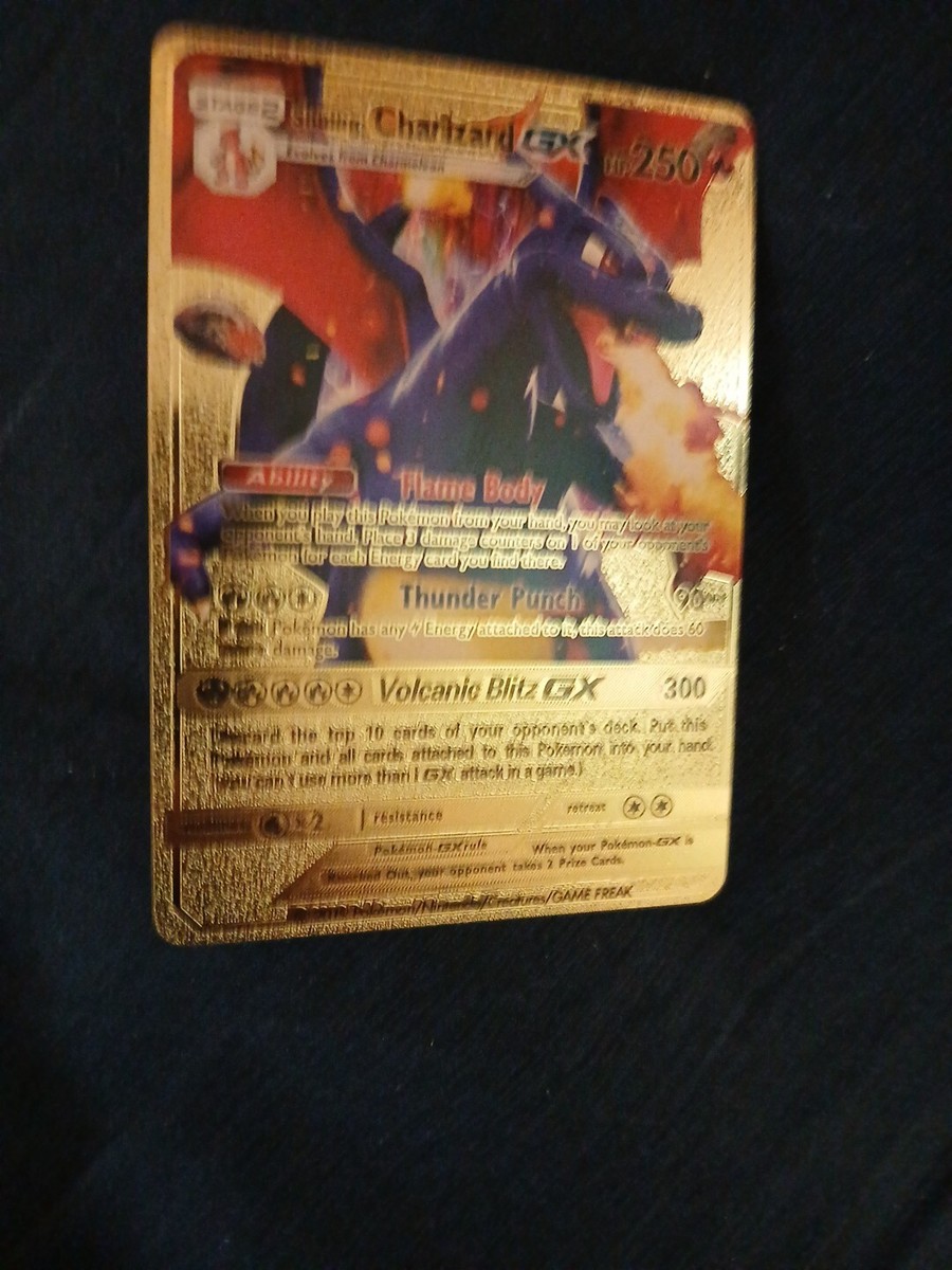 pokemon card charizard gx hp 250 Pokemon TCG Shining Charizard GX Gold Metal Foil HP 250 Collectors Edition Rare