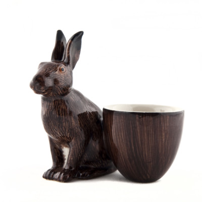 Wachtel Keramik Eierbecher mit Hase