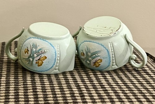 Hand Painted Vintage Silver Plate Creamer Set NICE UNIQUE - Picture 4 of 7