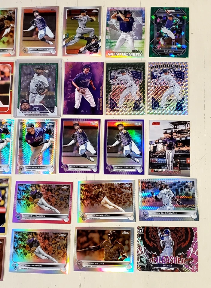 Lote de cartões de beisebol Colorado Rockies time (27) MLB #'d, paralelos, etc SEM base - Imagem 3 de 4