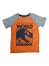 Jurassic World Boys Orange Gray Short Sleeve Dinosaur Tee Shirt T-Shirt