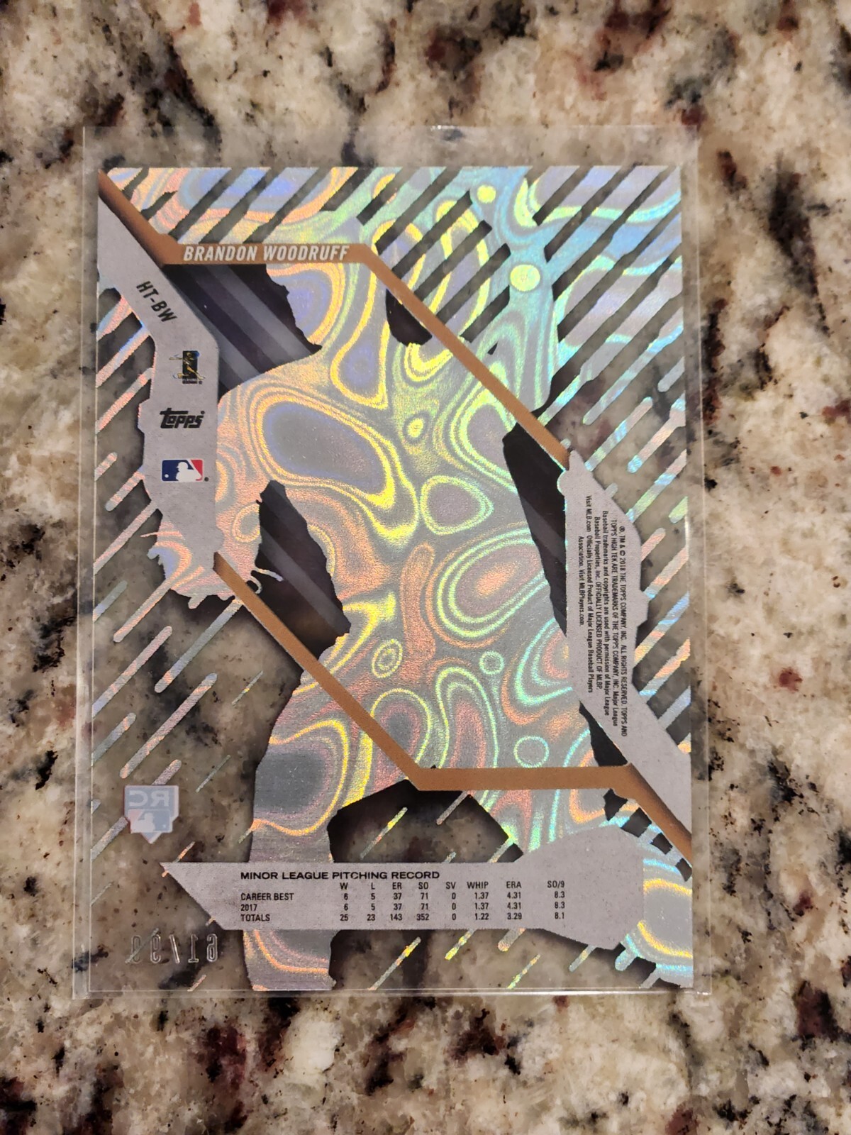 2018 Topps High Tek /99 Brandon Woodruff Green Magma Diffractor #HT-BW Rookie RC