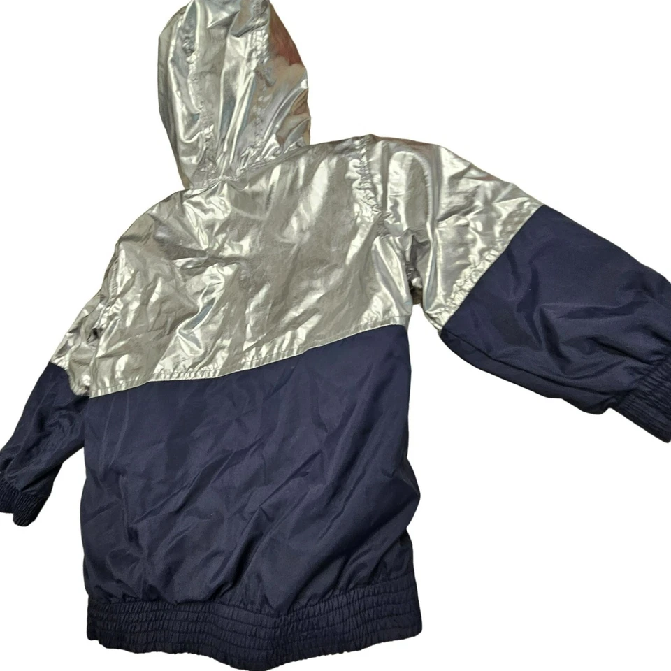Chaqueta con Capucha Hatley Niños Plateada y Azul Marino Cremallera Completa con Bolsillos con Cremallera Talla 3 Foto 4 de 4