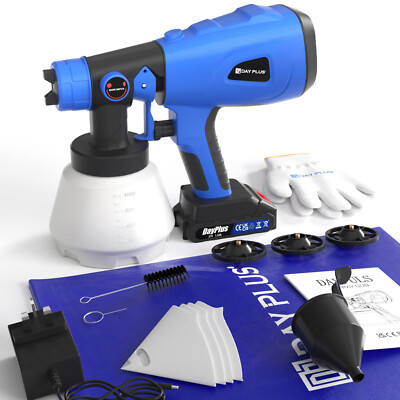 Akku Farbsprühsystem mit 18V Akku Elektro HVLP Lackierpistole mit 4 Düsen 1000ml