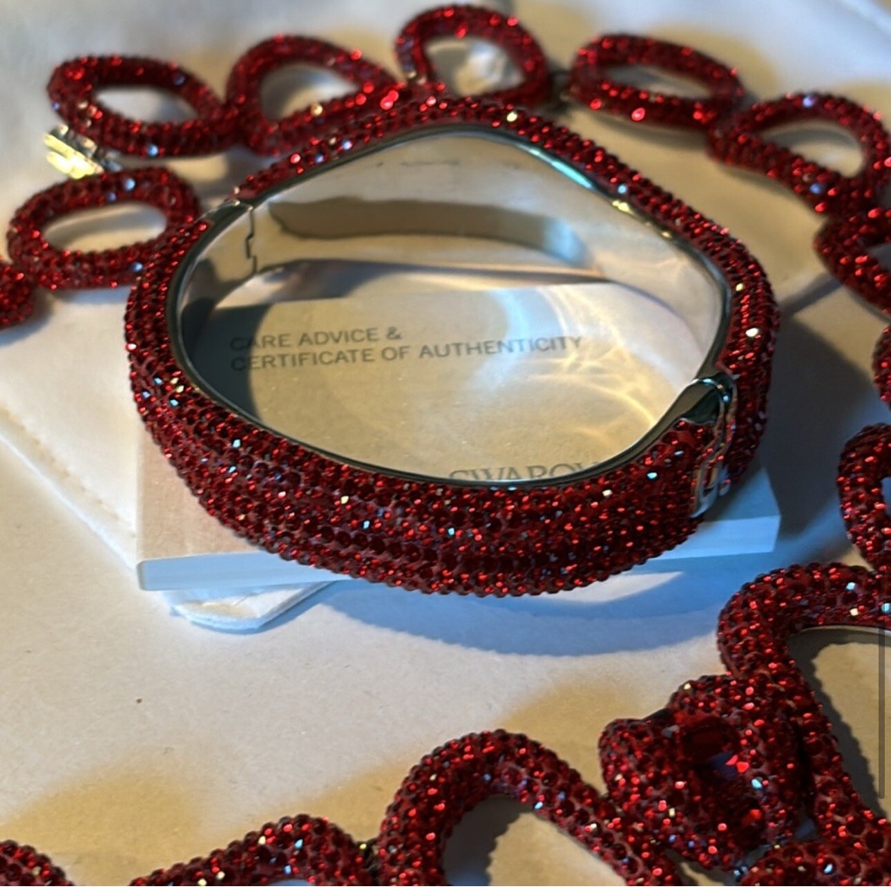 Authentic Swarovski Atelier Red Statement Necklac… - image 7