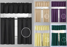 NEW ROD POCKET SILKY WINDOW DRESSING SMALL ROOM CURTAIN PANELS 3PC SET 36"L (K3)