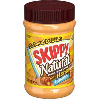 (2-Pack) Skippy 15 oz NATURAL with HONEY Creamy Peanut Butter Spread *BB 4/2026*