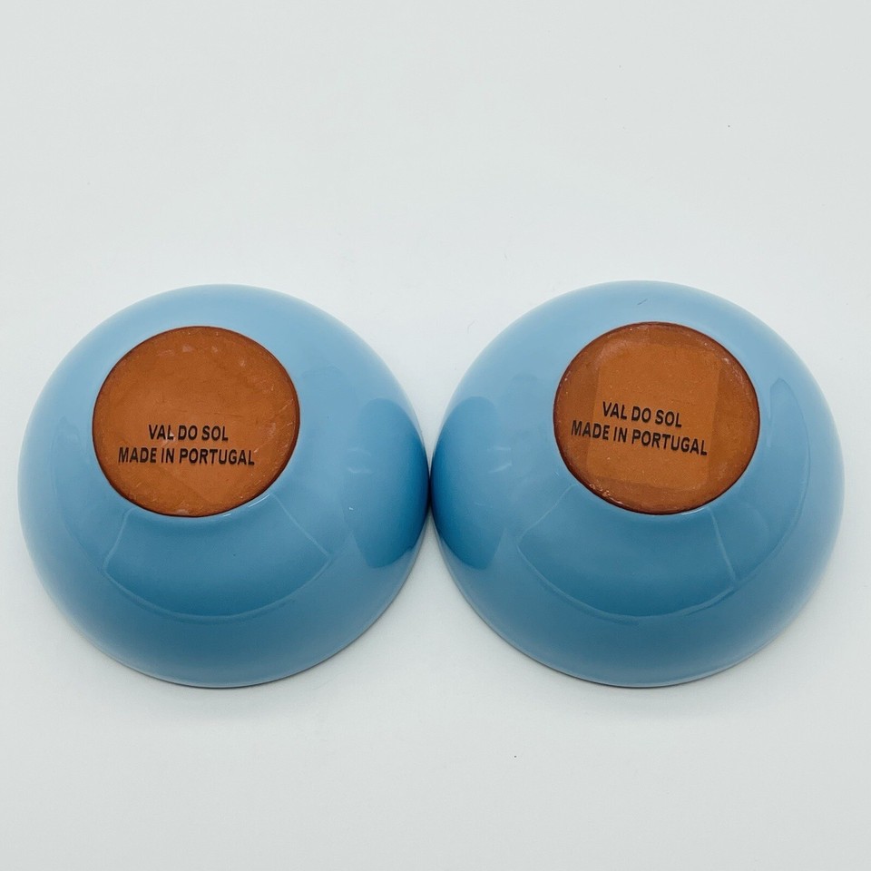 (2) Val Do Sol Pottery Bowls Portugal Handmade Clay & Glaze 4 3/4