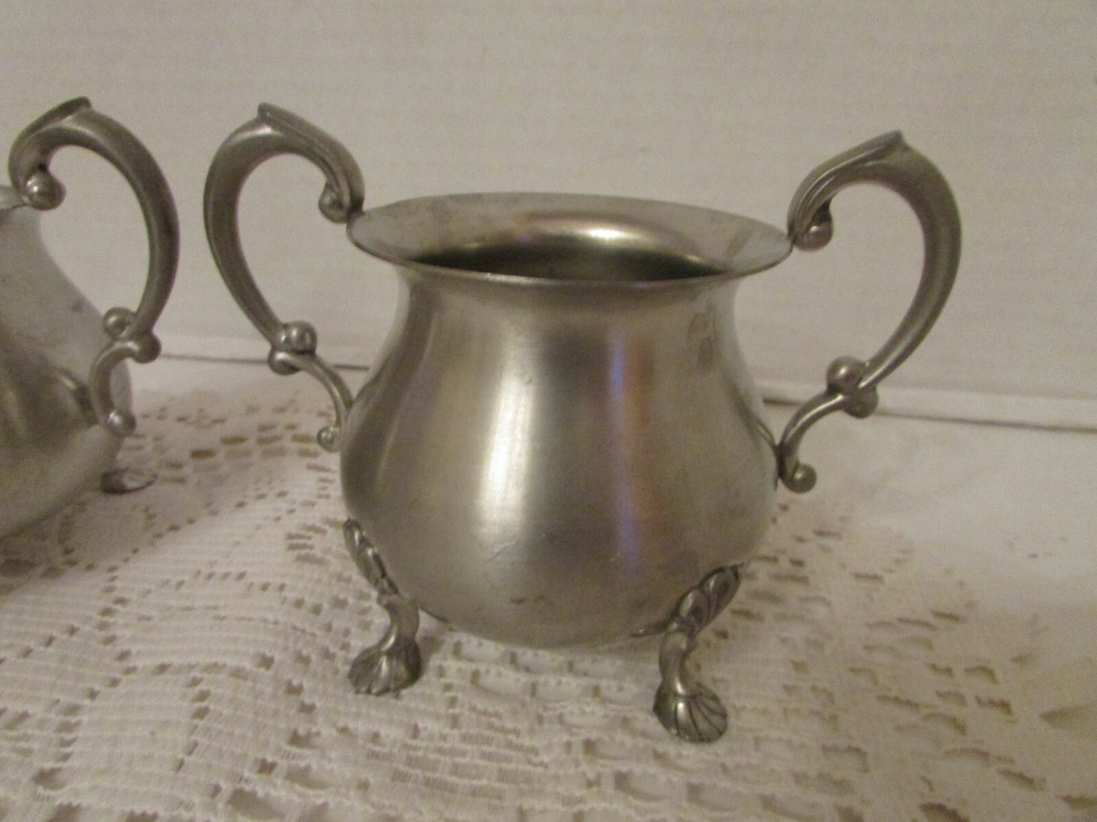 VINTAGE EMPIRE PEWTER SUGAR AND CREAMER 4 LEGGED eBay
