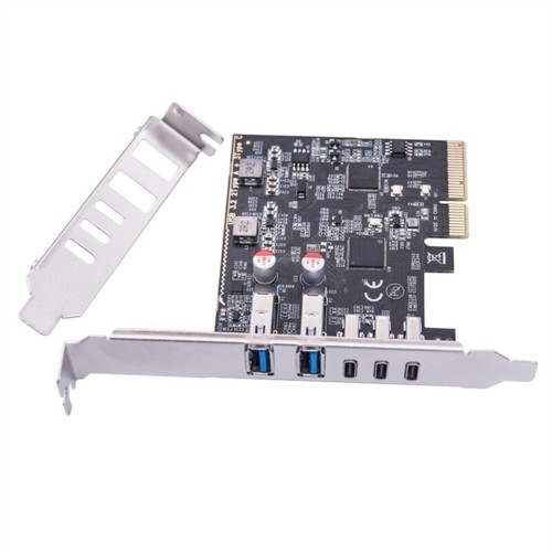 2Port USB A 3Port Type C 10Gbps Expansion Card PCIExpress 4X USB Hubs Adapter - Picture 2 of 8
