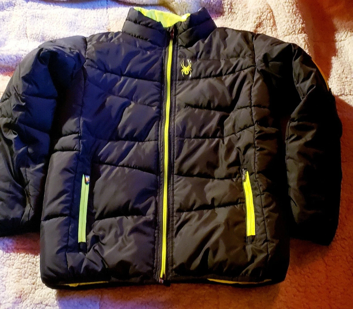 Spyder Black Yellow Xl Puffer Ski Jacket Boys