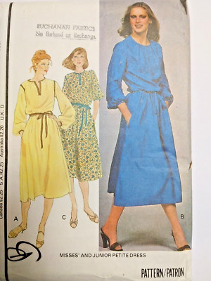 Dress Pullover 12 McCalls 6204 Sewing Pattern UC VTG Loose Tie Pockets Midi Calf