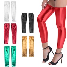 Women Lingerie Leather Legging Stockings PVC Wet Look Clubwear Thigh-High Socks