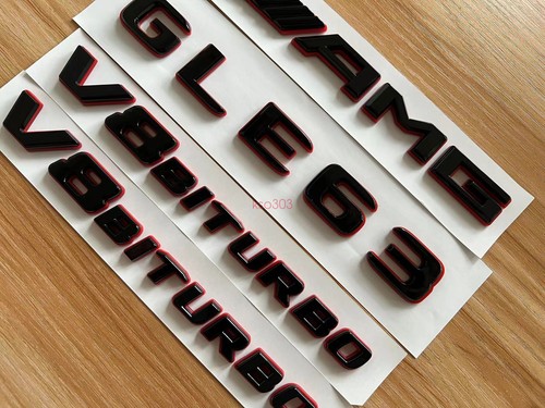 Black RED GLE63 AMG V8 BITURBO Emblem Badge Sticker Set For Mercedes Benz GLE - Picture 3 of 8