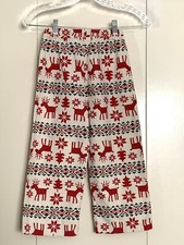 EUC Hanna Andersson Flannel Pajama Pants Only Size 6-7 Fair Isle Deer Christmas