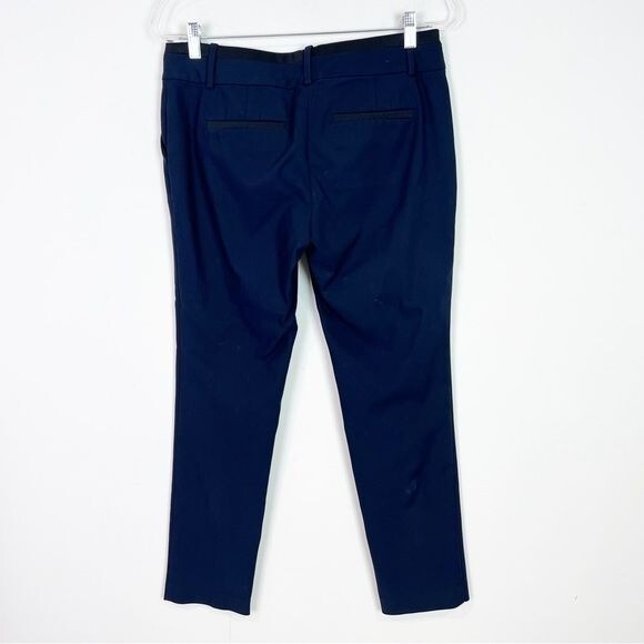 ANN TAYLOR NAVY BLUE STRAIGHT PANTS WITH BLACK TRIM WOMENS