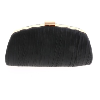 New Gold Tone Vinyl Fabric Clutch Evening Bag KBD140-BLK