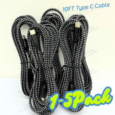 10ft USB-C Type C Cable Fast Charger Long Cord For iPhone 15 16 Pro Samsung Lot