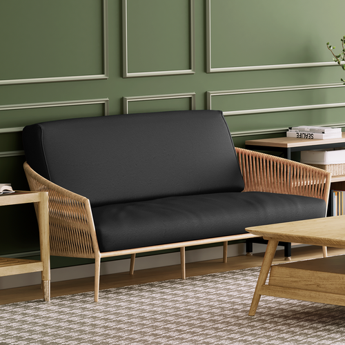 Copertura futon elastica nera doppia taglia nera con cerniera protezione divano lavabile - Foto 5 di 10