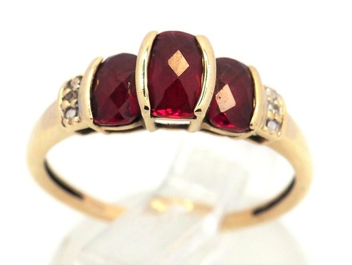 Ruby Ring 9ct Yellow Gold Fine Wedding Jewellery Band Size M - Picture 10 of 12