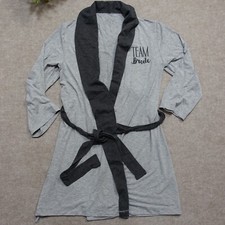 'Team Bride' Black and Gray Bathrobe with Belt Size Medium Large