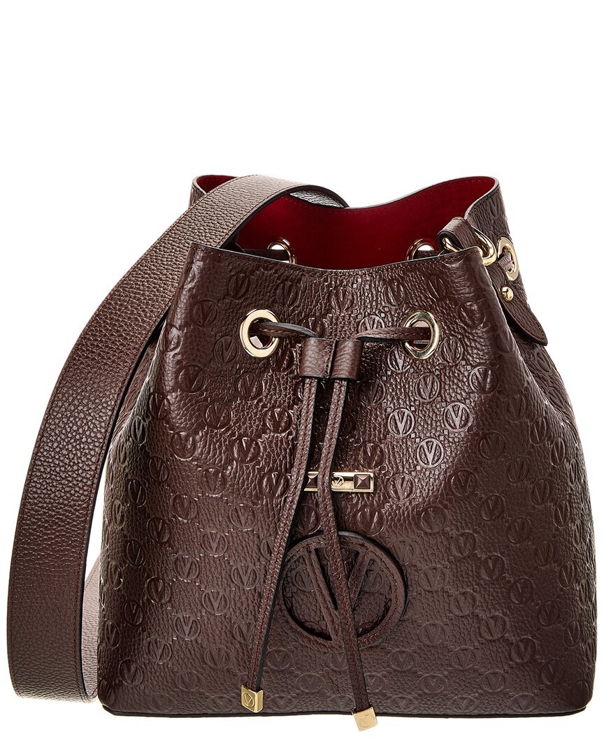 Valentino By Mario Валентино Карл Медальон Кожаная сумка-ведро женская коричневая 69790₽