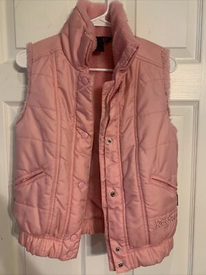 Womens Rocawear vest faux fur lined winter pink Jacket Coat Medium