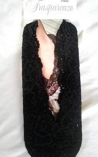 Trasparenze Slipper Ivy invisible Lace Foot Cover Black Ankle Socks S/M - Picture 3 of 5