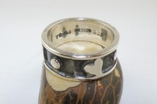 Sterling Silver Ring Band Hearts Oxidized Background Size 11.50 Unisex