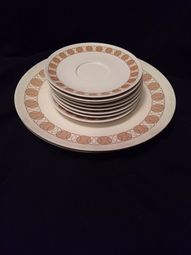 VTG Aztec Melmac Melamine Dinnerware Plastic Circle Pattern 11 Pc Mixed Plates
