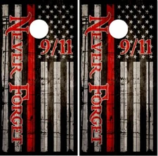 Thine Red Line 911 Nevr LAMINATED Cornhole Wrap Bag Toss Skin Decal Sticker Wrap