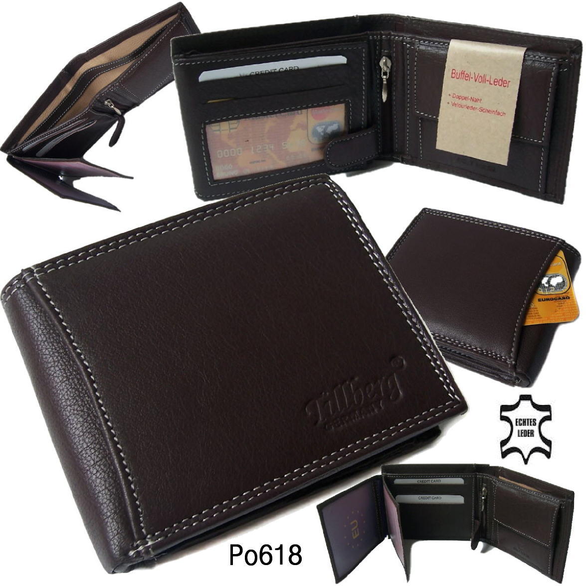 Portemonnaie echt Leder Herren Geldbörse Brieftasche Geldbeutel