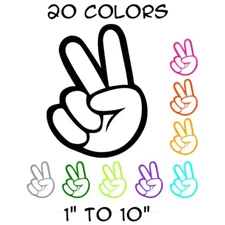 Peace Sign Hand Sticker Vinyl Decal - Love Symbol Car Window Bumper Hippie Wall