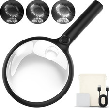 2000mAh Rechargeable Magnifying Glass with Light, 5X/10X Large Handheld Lighted
