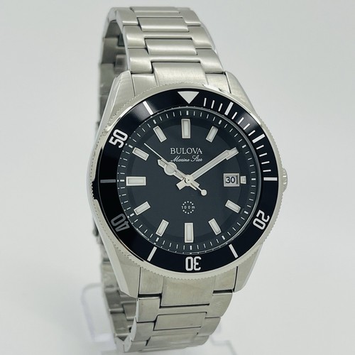 Bulova Marine Star Men's Black Dial 43mm Stainless Steel Date Watch 98B203