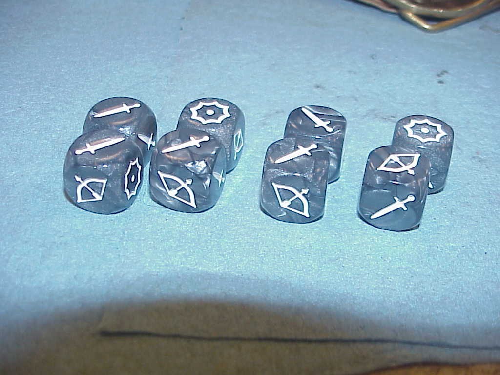(6) Arcadia Quest Board Game Black Special Dice Iridescent Translucent Look
