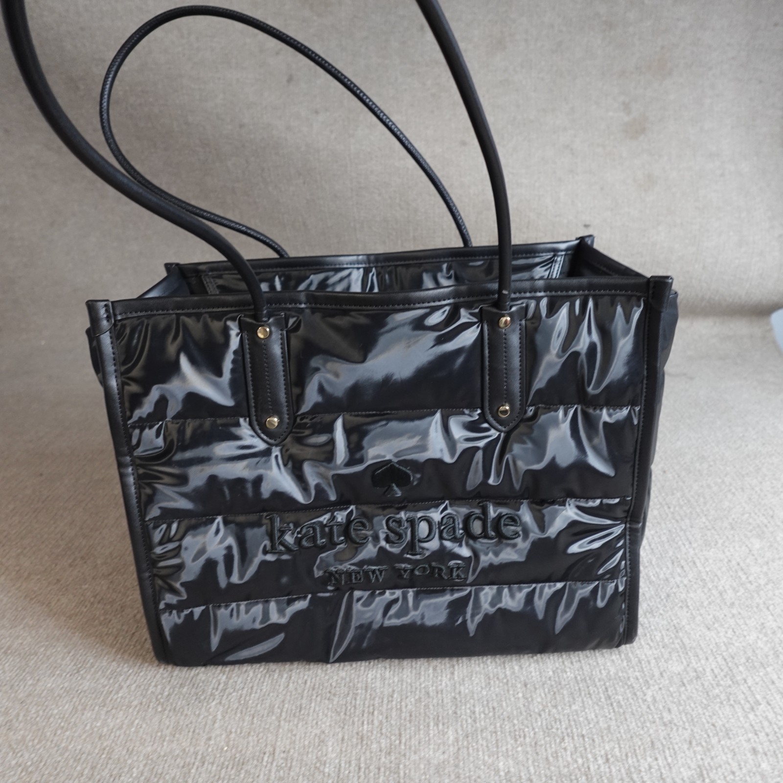 Kate Spade New York Black Ella Puffy Fabric Extra Large Tote