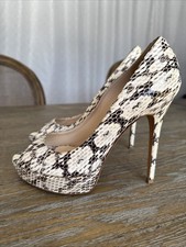Jimmy Choo London 38.5 Peep Toe Pumps , Python Snake Print New Other