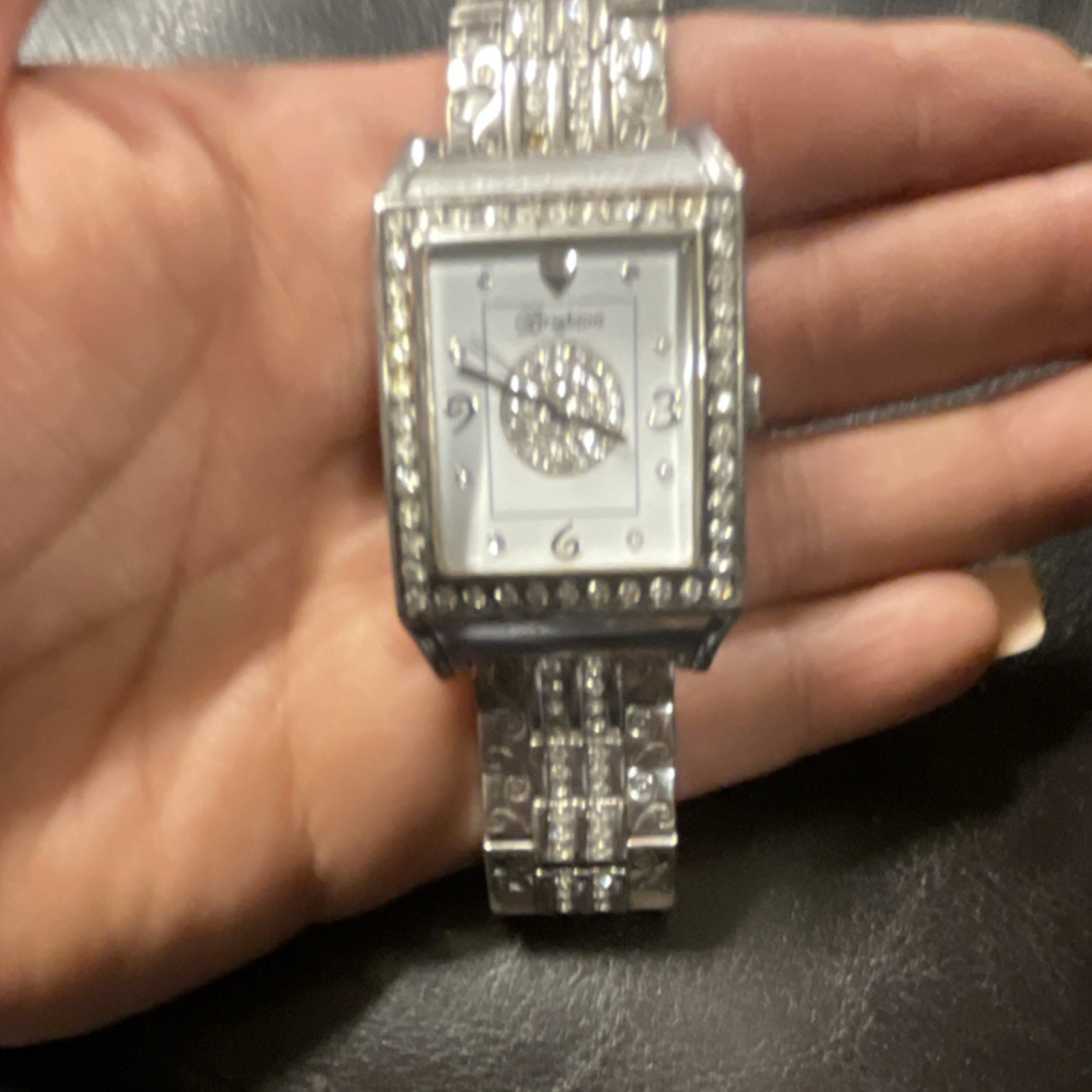 Brighton Women's Silver Tone Rectangular Diamond … - image 1