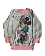 VTG Jog Togs Girls 4T Disney MINNIE MOUSE Gray Pink Sweatshirt Made In USA FLAW