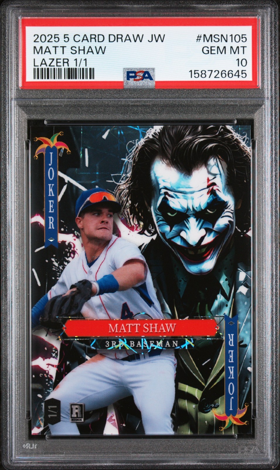 2025 Matt Shaw Lazer 1/1 Joker 5 Card Draw Wildcard #MSN105 PSA 10