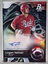 LOGAN TANNER 2023 BOWMAN PLATINUM PROSPECT AUTOGRAPH CINCINNATI REDS #TOP-20