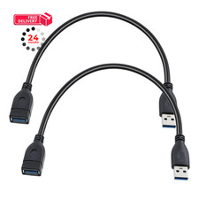 Exircy 2 Pack Short USB Extension Cable, 1FT Male to Female 3.0 Black